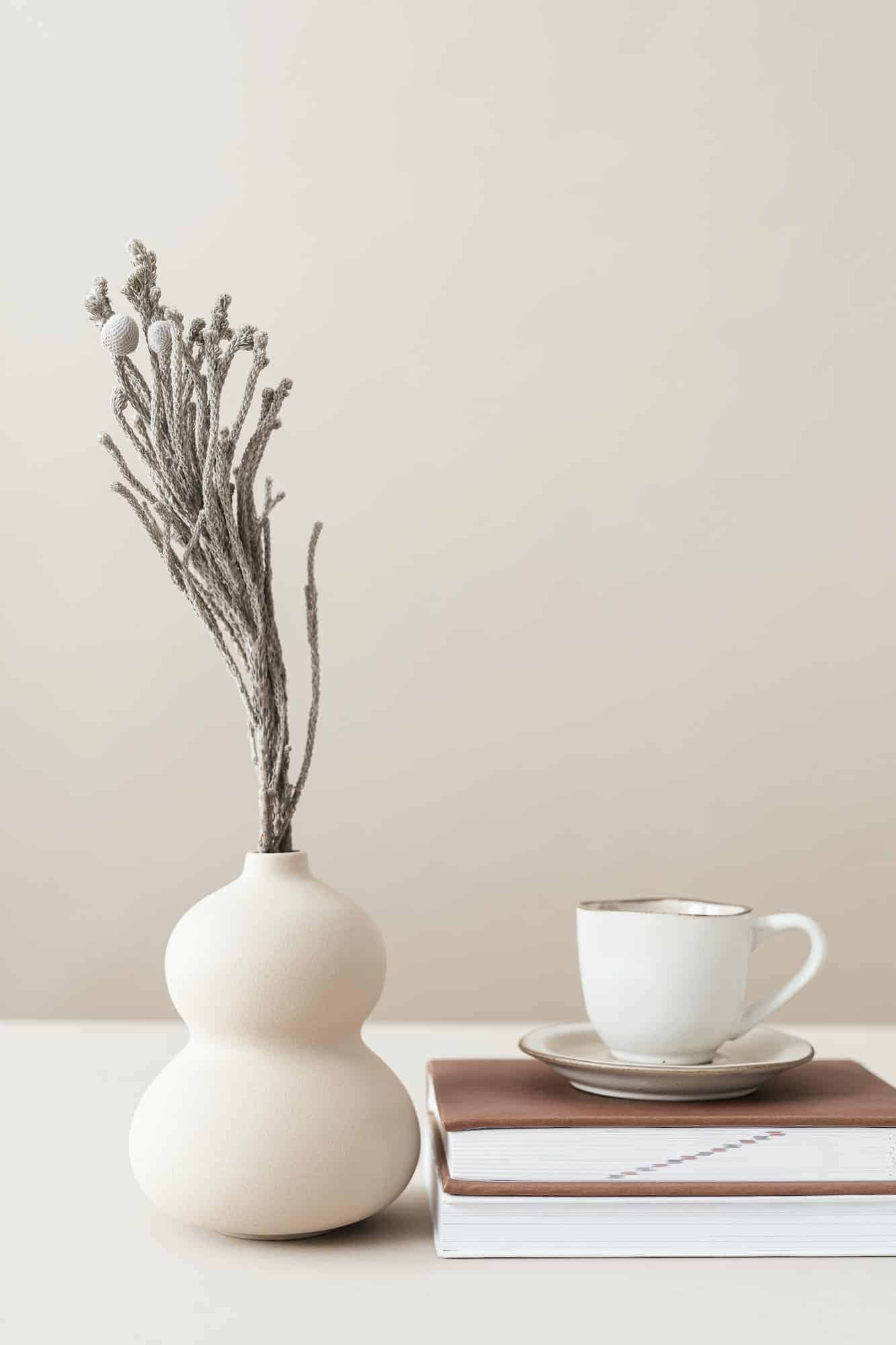 Minimal work space with a vase